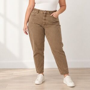 Vintage 90s LL Bean High Rise Jeans Womens 33X28 Camel Brown Made in USA Tapered